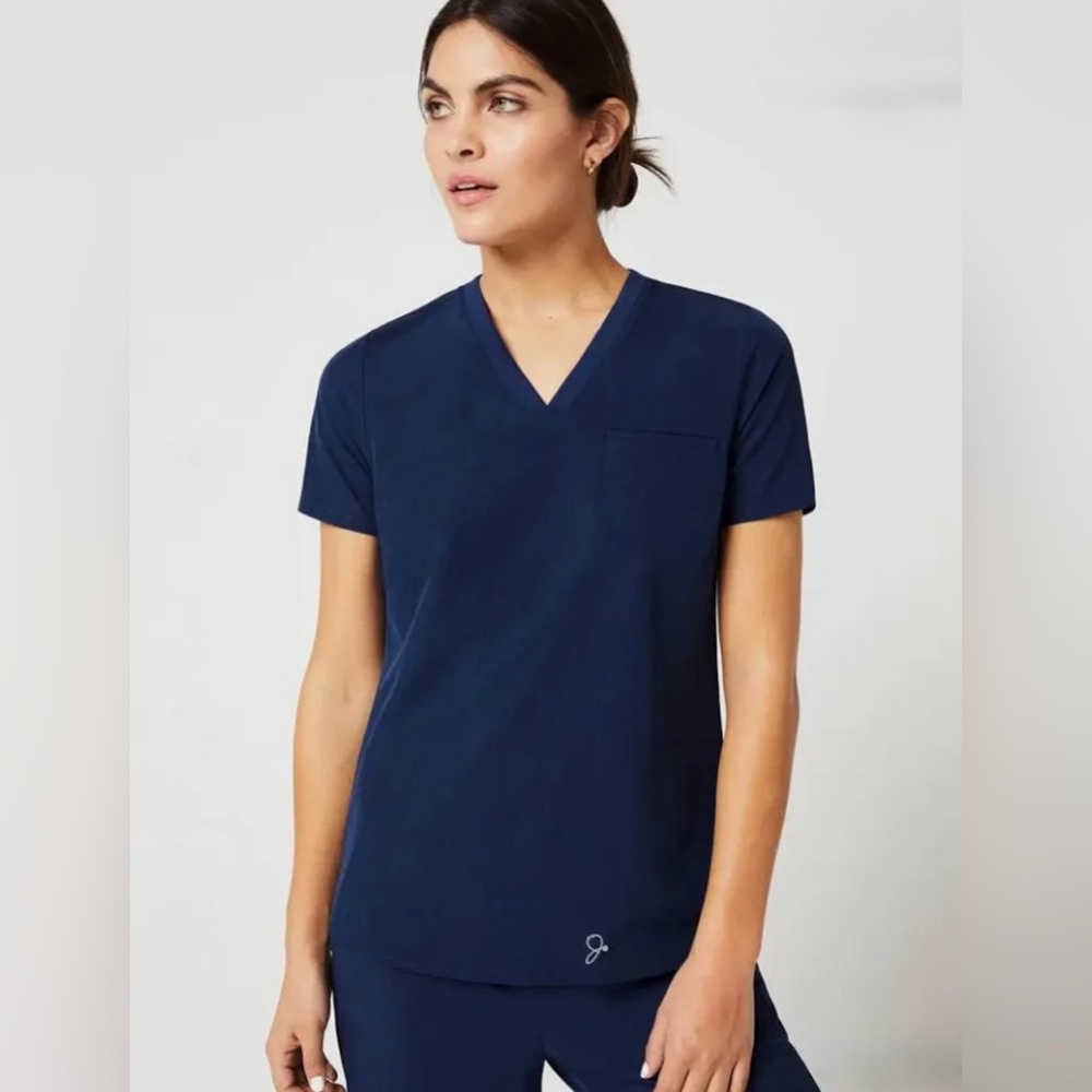 JAANUU STRIDE V-Neck Women’s Medical Scrub Top Estate Navy Blue XS